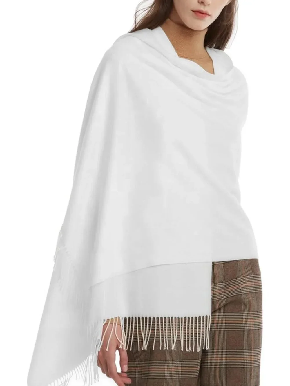 Women's White Evening Dresses Blanket Imported Pashmina Shawl Scarves